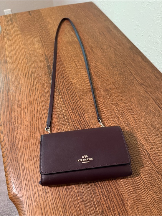 Coach Handbags - Coach Leather Crossbody Wallet in Plum